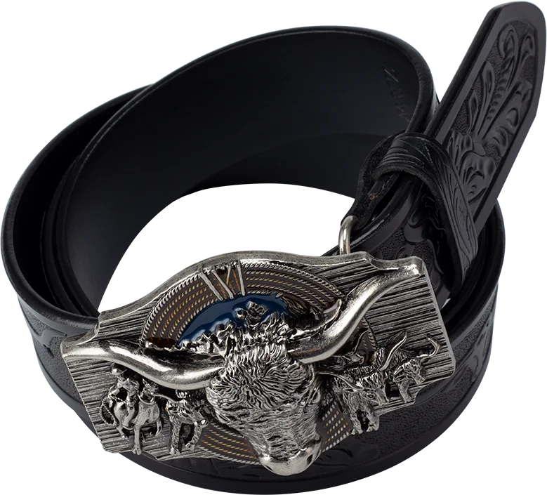 Cow Embossed Belt Genuine Leather Leisure Cowboy Big Agio