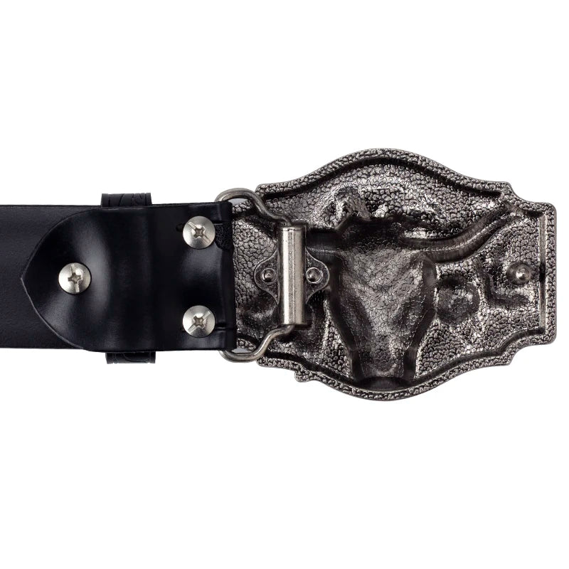 Cow Embossed Belt Genuine Leather Leisure Cowboy Big Agio
