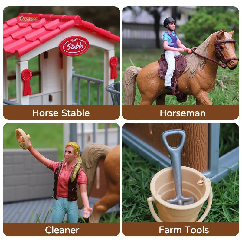Farm & Stable Playset – Educational Horse & Cowboy Figures for Kids