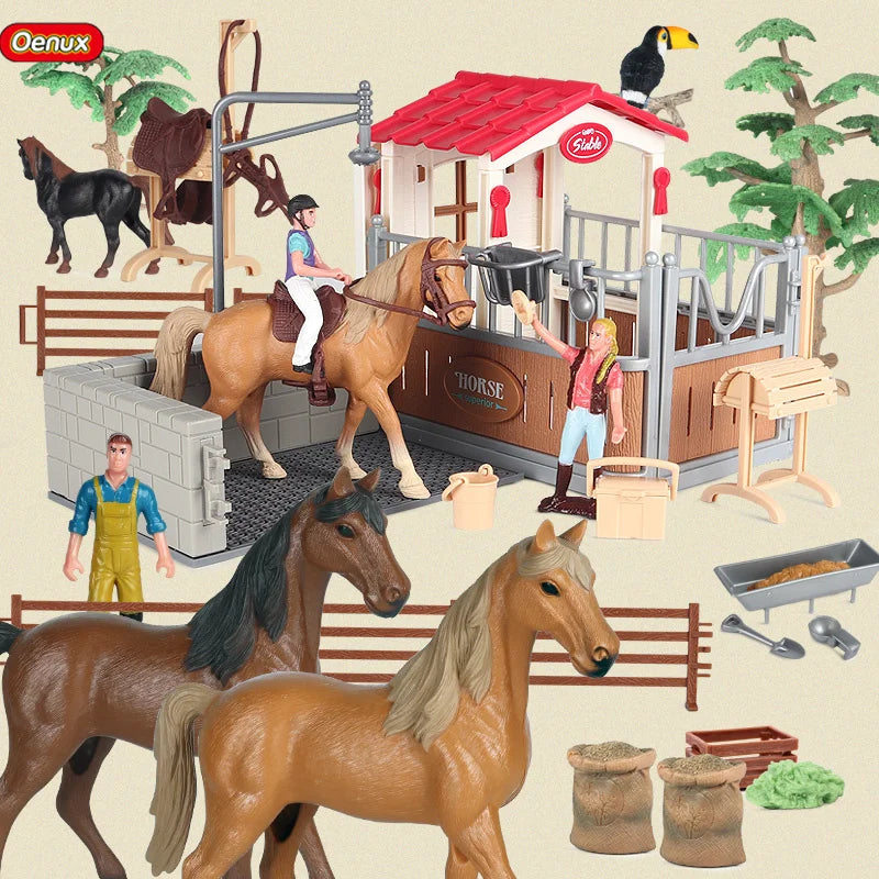 Farm & Stable Playset – Educational Horse & Cowboy Figures for Kids