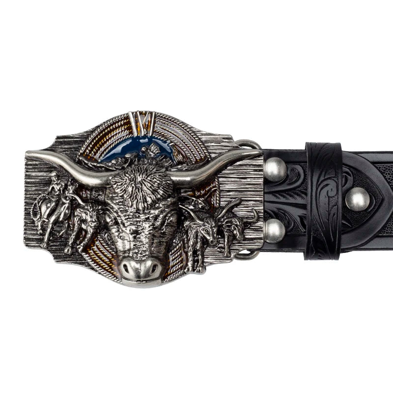 Cow Embossed Belt Genuine Leather Leisure Cowboy Big Agio