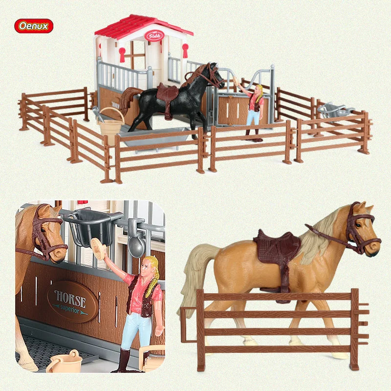 Farm & Stable Playset – Educational Horse & Cowboy Figures for Kids