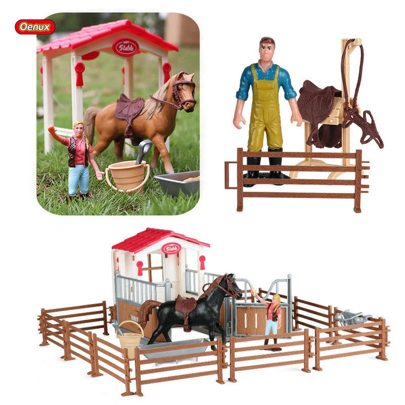 Farm & Stable Playset – Educational Horse & Cowboy Figures for Kids