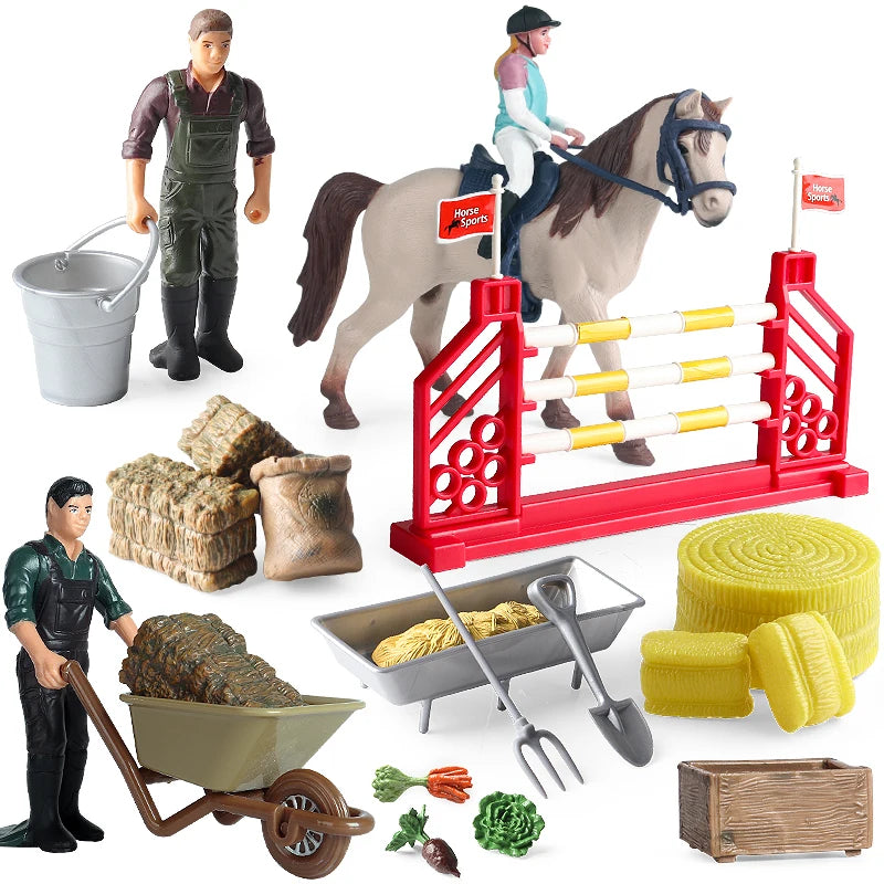 Oenux Farm Playset – Rider, Stable & Horse Figures