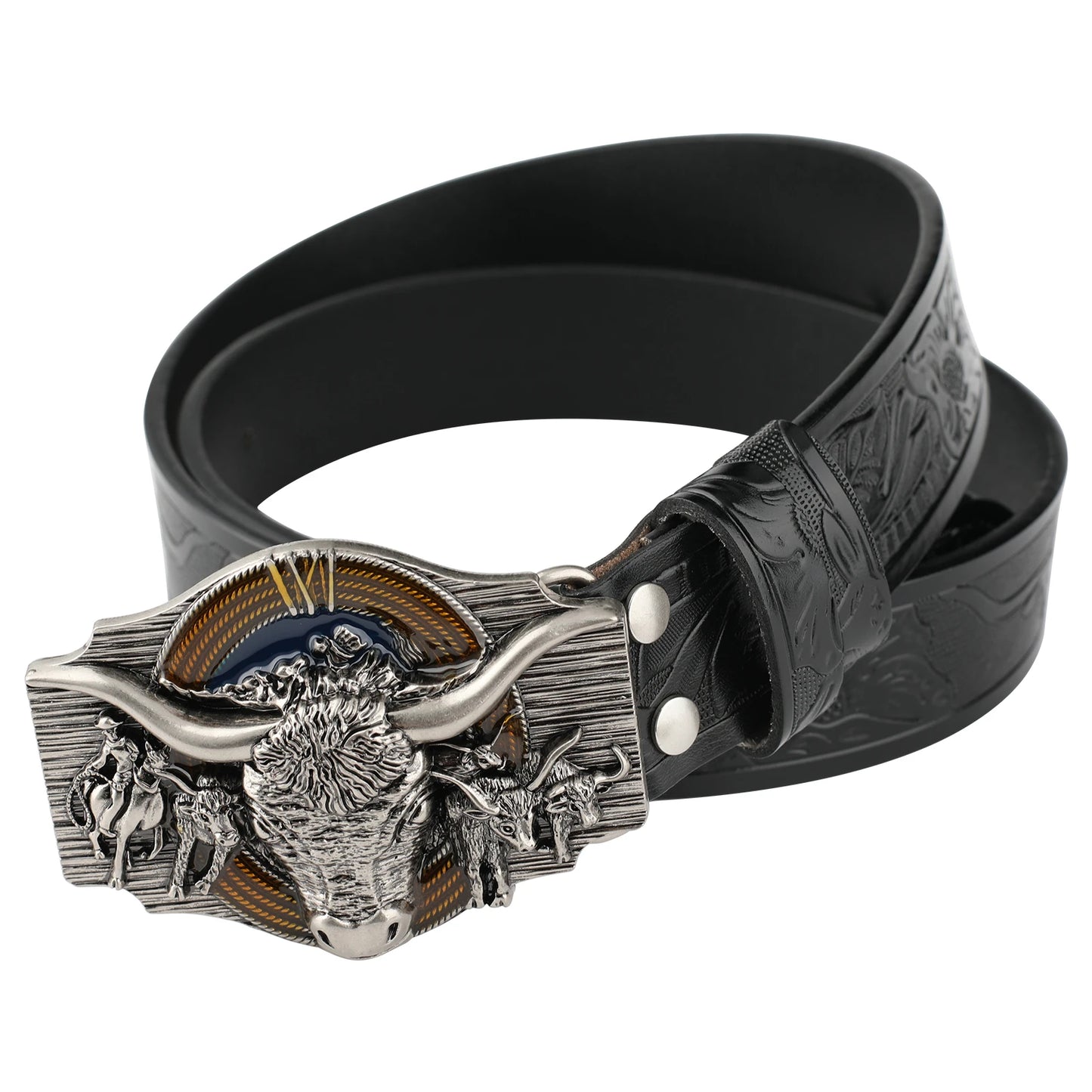 Cow Embossed Belt Genuine Leather Leisure Cowboy Big Agio