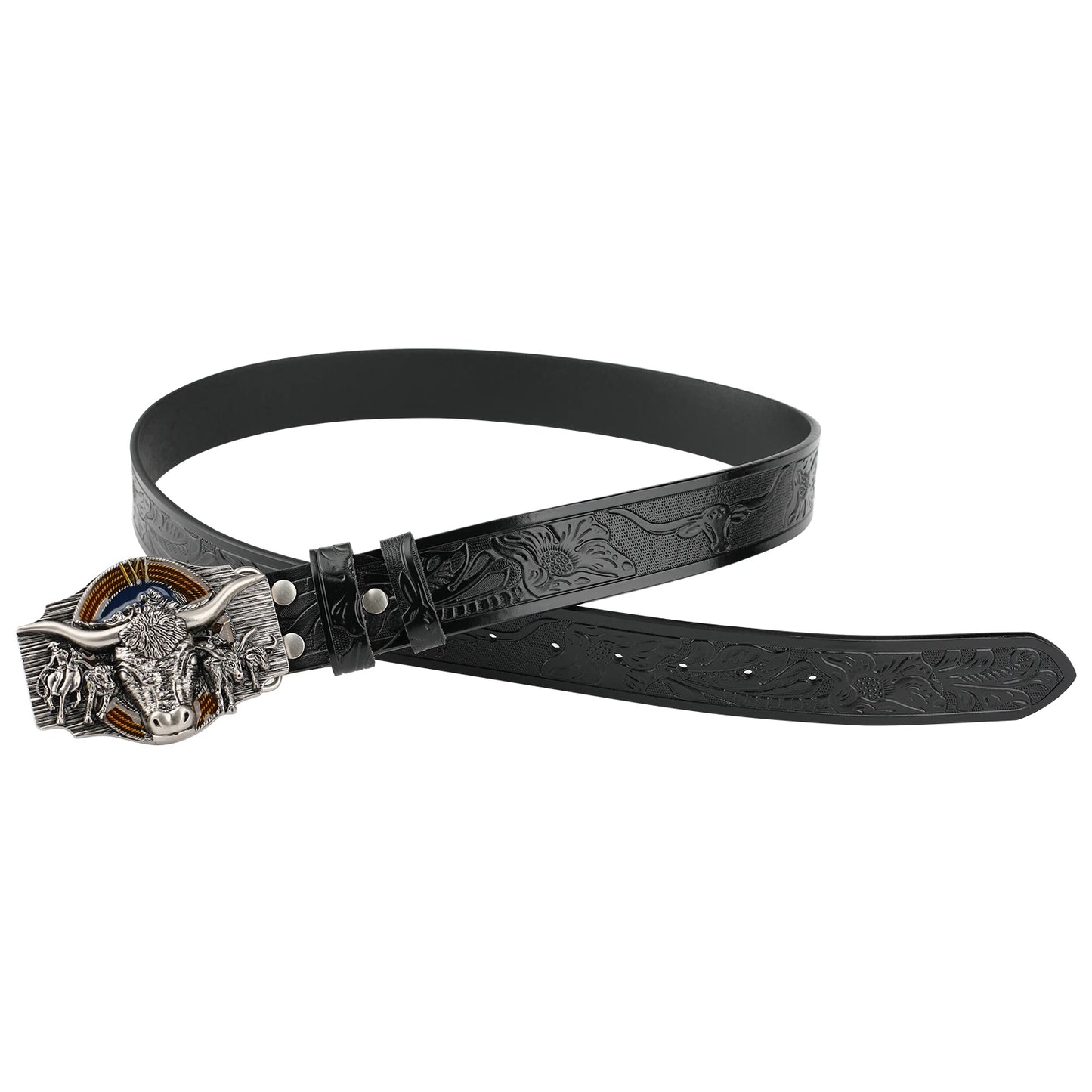Cow Embossed Belt Genuine Leather Leisure Cowboy Big Agio