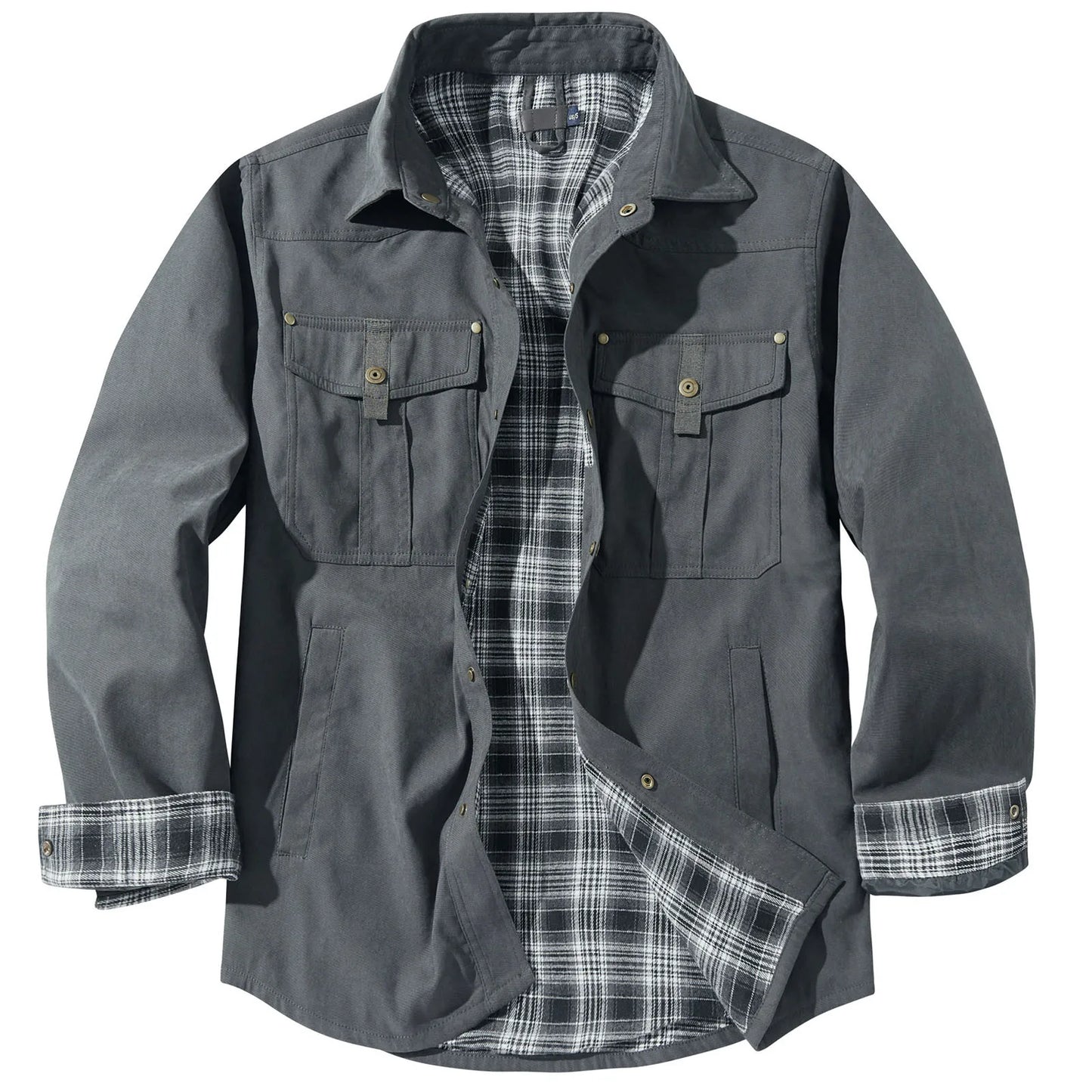 Mens Plus Size Lapel Plaid Flannel Casual Jacket European And Retro Foreign Trade Winter Warm Thickened Solid Color Jacket