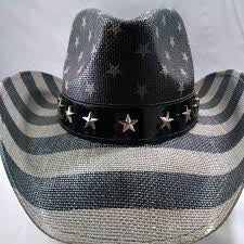 USA Flag Theme Sun Hat, Western Cowboy Hat, Durable Straw Material