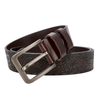 Men's carve pattern Genuine Leather Belt pin buckle waistband  Pure Cowhide  Jeans  Vintage  Punk Luxury Fashion High-grade belt