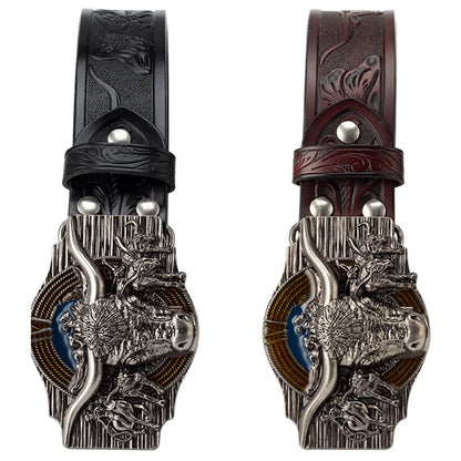 Cow Embossed Belt Genuine Leather Leisure Cowboy Big Agio