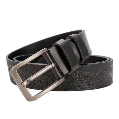 Men's carve pattern Genuine Leather Belt pin buckle waistband  Pure Cowhide  Jeans  Vintage  Punk Luxury Fashion High-grade belt