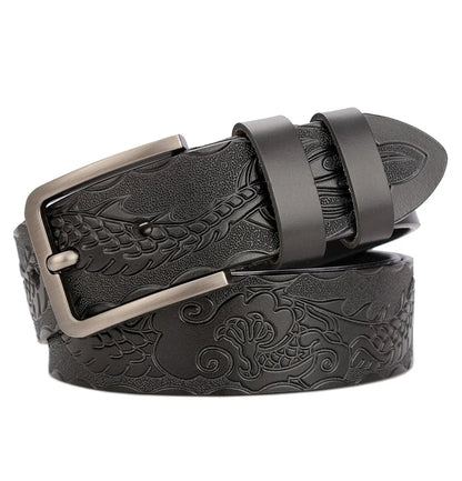 Men's carve pattern Genuine Leather Belt pin buckle waistband  Pure Cowhide  Jeans  Vintage  Punk Luxury Fashion High-grade belt