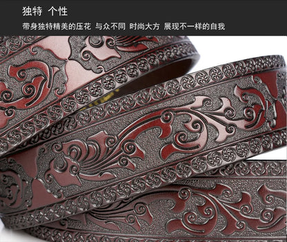 Men's carve pattern Genuine Leather Belt pin buckle waistband  Pure Cowhide  Jeans  Vintage  Punk Luxury Fashion High-grade belt