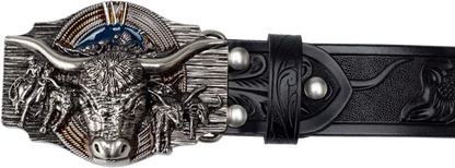 Cow Embossed Belt Genuine Leather Leisure Cowboy Big Agio