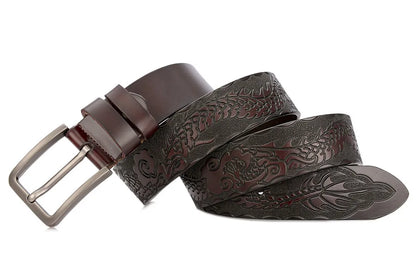 Men's carve pattern Genuine Leather Belt pin buckle waistband  Pure Cowhide  Jeans  Vintage  Punk Luxury Fashion High-grade belt