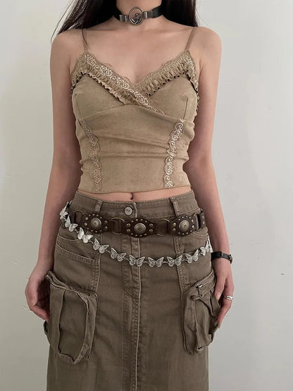 Western Cowboy Belt For Women 2025 New American Vintage Brown Rivet Belt Versatile Denim Belt With Ins Style