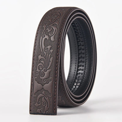 3.5cm Width Genuine Leather Luxury Automatic Buckle Belt Men Black Coffee Cowhide Belt High Quality Body Without Buckle Strap