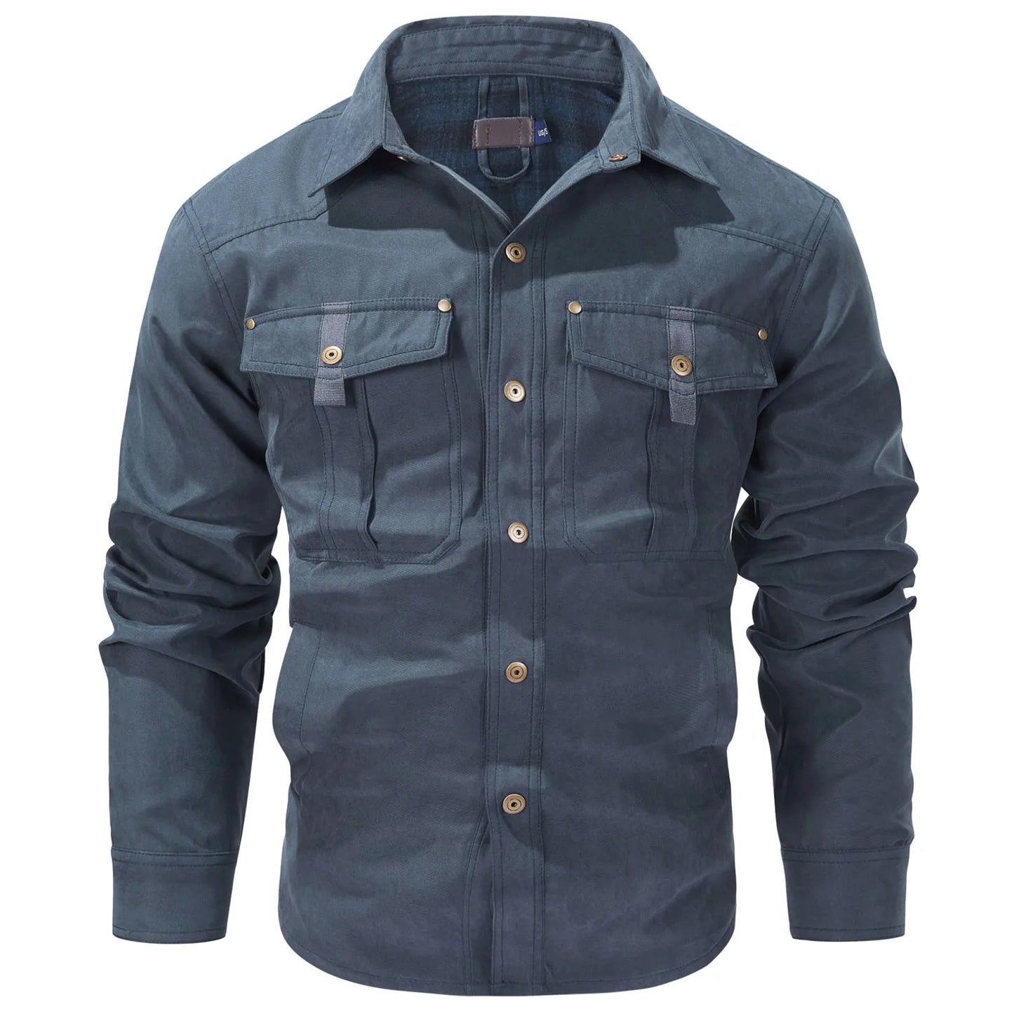 Mens Plus Size Lapel Plaid Flannel Casual Jacket European And Retro Foreign Trade Winter Warm Thickened Solid Color Jacket