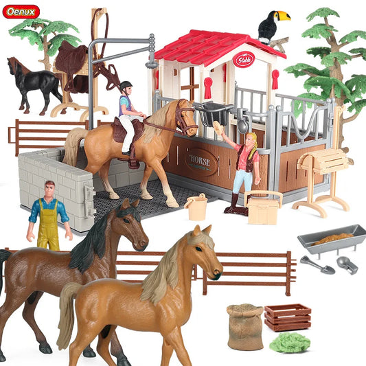 Farm & Stable Playset – Educational Horse & Cowboy Figures for Kids