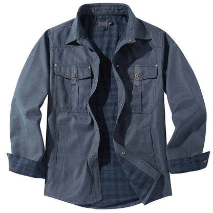 Mens Plus Size Lapel Plaid Flannel Casual Jacket European And Retro Foreign Trade Winter Warm Thickened Solid Color Jacket