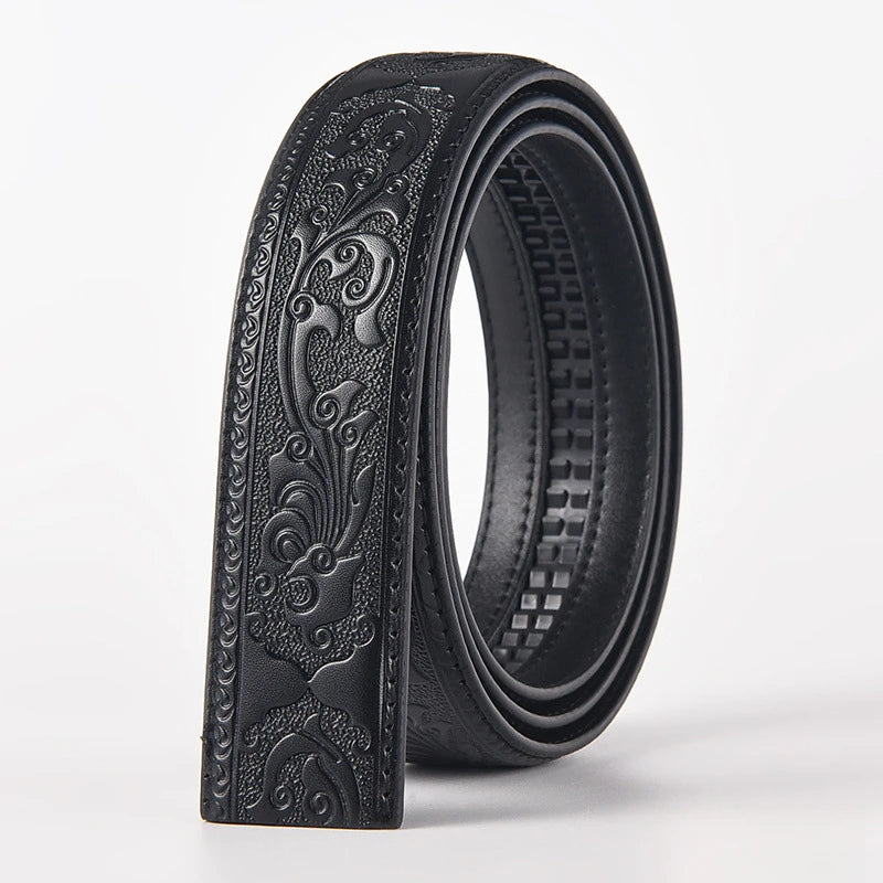 3.5cm Width Genuine Leather Luxury Automatic Buckle Belt Men Black Coffee Cowhide Belt High Quality Body Without Buckle Strap