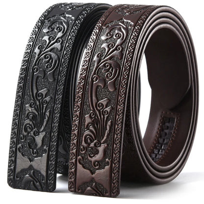 3.5cm Width Genuine Leather Luxury Automatic Buckle Belt Men Black Coffee Cowhide Belt High Quality Body Without Buckle Strap