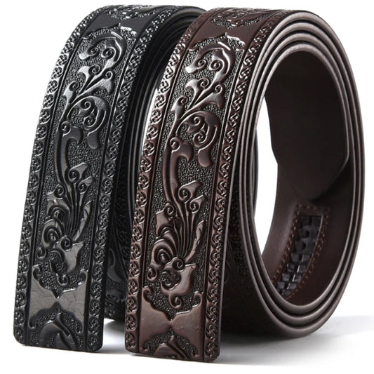 3.5cm Width Genuine Leather Luxury Automatic Buckle Belt Men Black Coffee Cowhide Belt High Quality Body Without Buckle Strap