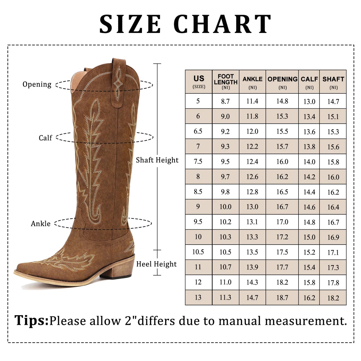 Women's Knee-High Cowboy Boots - Embroidered Western Cowgirl Boots, Pointed Toe, Chunky Heel, Pull-On Zipper, Vintage Style