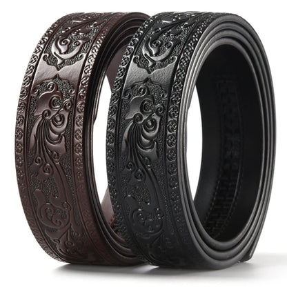 3.5cm Width Genuine Leather Luxury Automatic Buckle Belt Men Black Coffee Cowhide Belt High Quality Body Without Buckle Strap