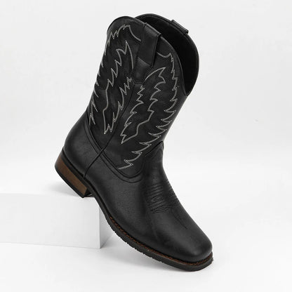 Men's desert cowboy boots square toe fashionable phoenix embroidered western boots