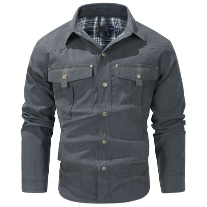 Mens Plus Size Lapel Plaid Flannel Casual Jacket European And Retro Foreign Trade Winter Warm Thickened Solid Color Jacket