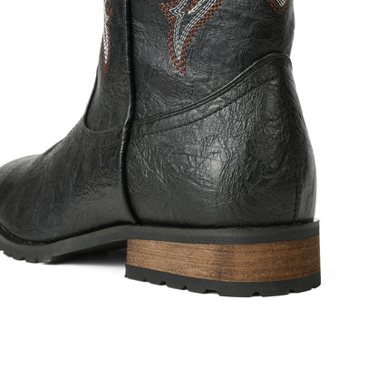 DoraTasia Plus size 12.5 New Fashion Retro Square Toe Neutral Cowboy Boots Luxury Embroidered Concise Pull-on Western Boots