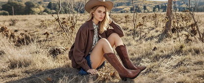 Cowboy Boots for Women Western Cowgirl Square Toe boots Embroidery Chunky Heel Mid-Calf Boots