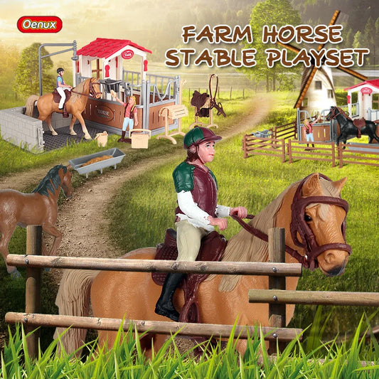 Farm & Stable Playset – Educational Horse & Cowboy Figures for Kids