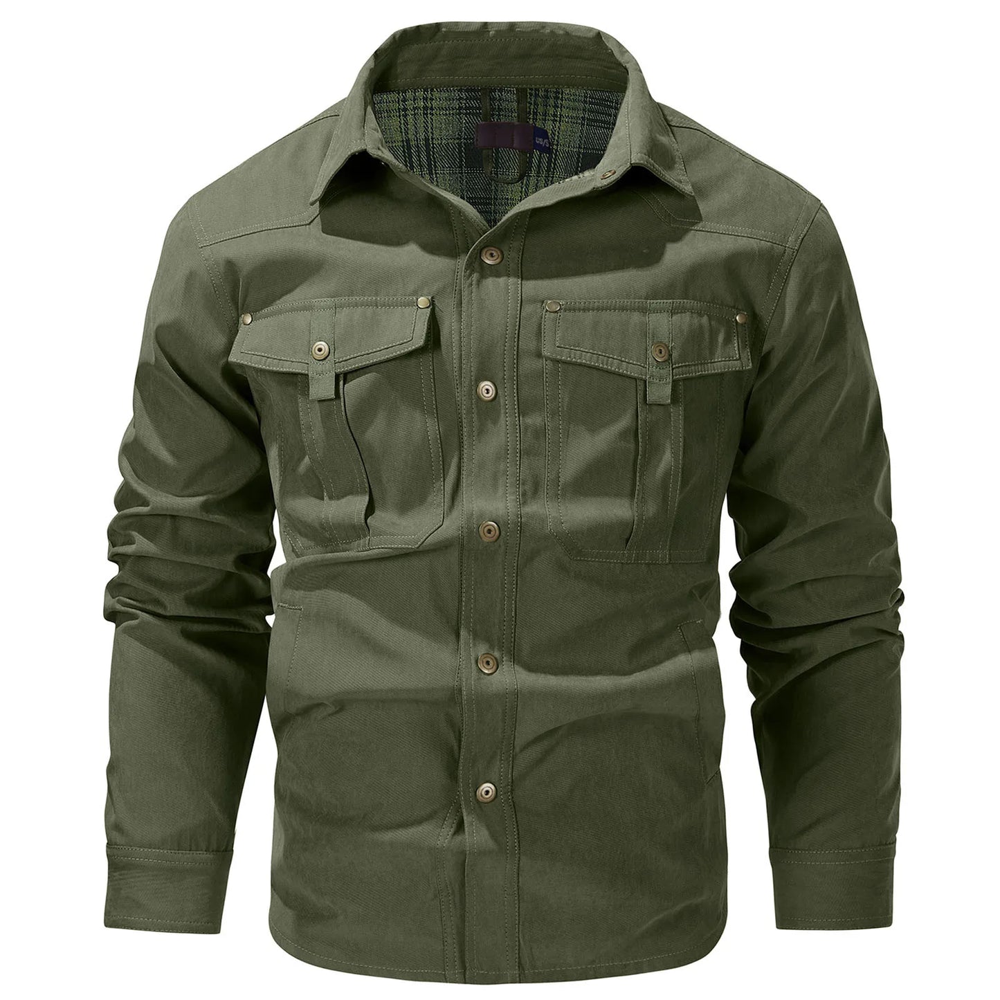 Mens Plus Size Lapel Plaid Flannel Casual Jacket European And Retro Foreign Trade Winter Warm Thickened Solid Color Jacket