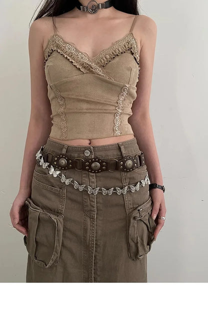Western Cowboy Belt For Women 2025 New American Vintage Brown Rivet Belt Versatile Denim Belt With Ins Style