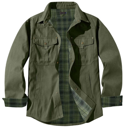 Mens Plus Size Lapel Plaid Flannel Casual Jacket European And Retro Foreign Trade Winter Warm Thickened Solid Color Jacket