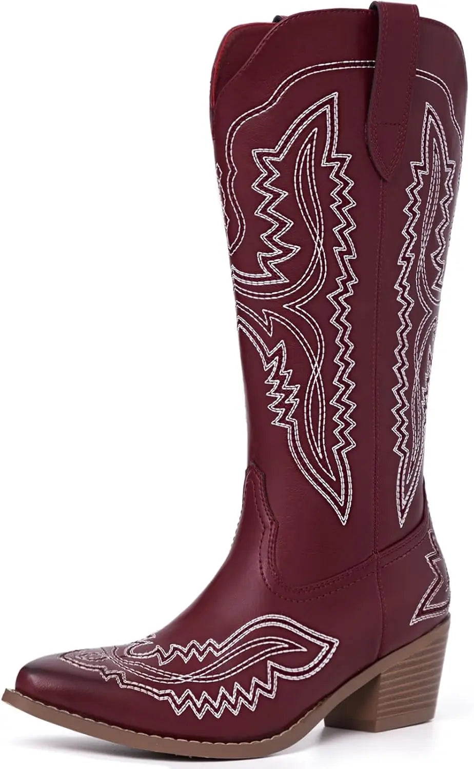 Cowboy Boots for Women Western Cowgirl Square Toe boots Embroidery Chunky Heel Mid-Calf Boots