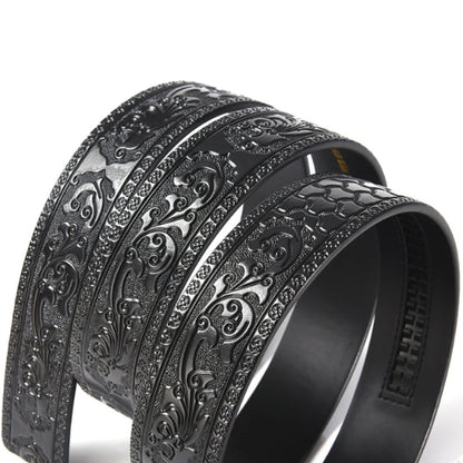 3.5cm Width Genuine Leather Luxury Automatic Buckle Belt Men Black Coffee Cowhide Belt High Quality Body Without Buckle Strap
