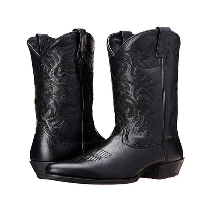 Embroidered Vintage Rider Boots Men's and Women's Wide Toe Cowboy Boots