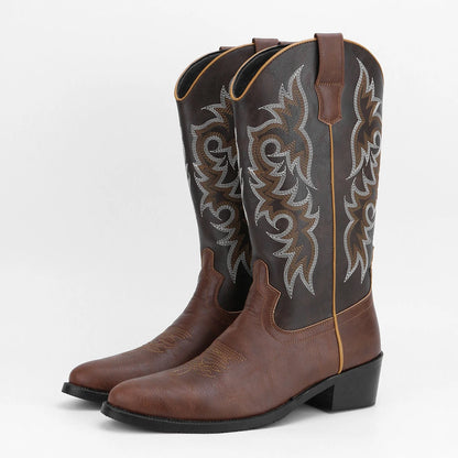 Men's Fashion Embroidered Desert Cowboy Boots
