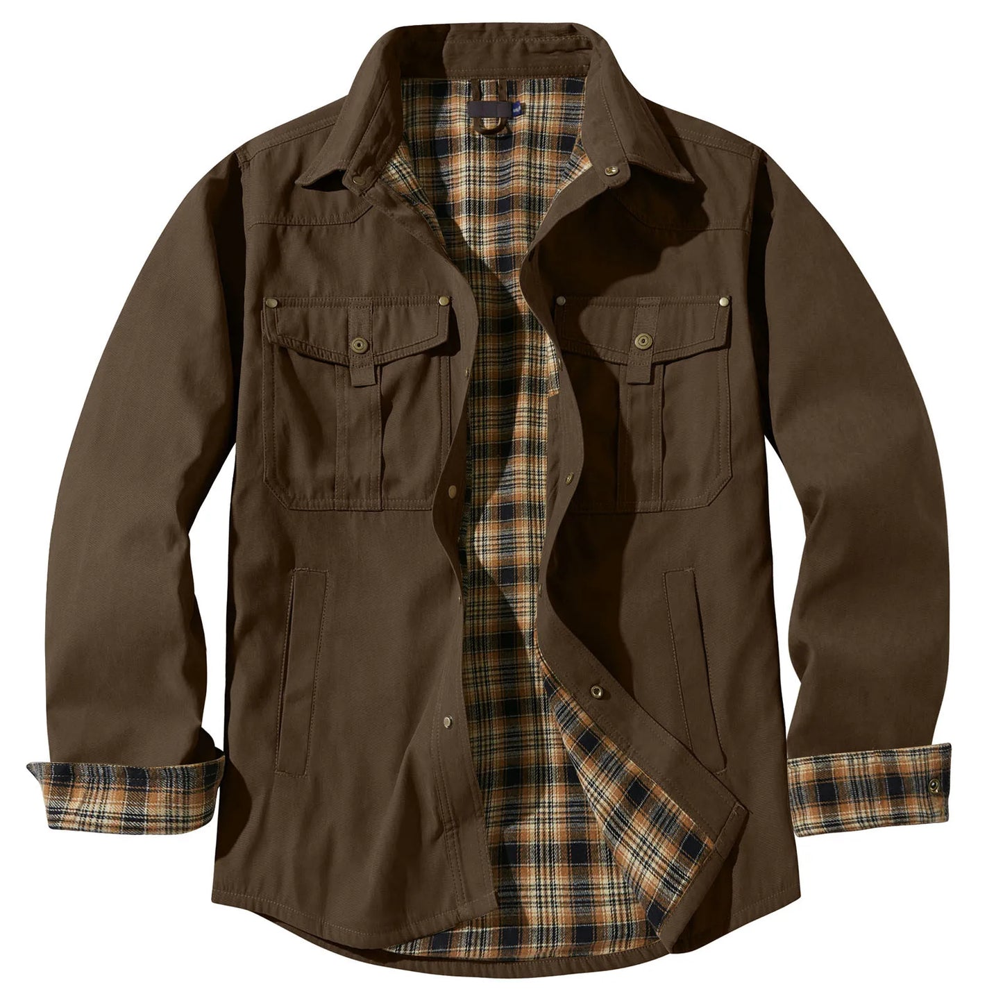 Mens Plus Size Lapel Plaid Flannel Casual Jacket European And Retro Foreign Trade Winter Warm Thickened Solid Color Jacket