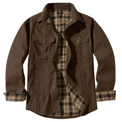 Mens Plus Size Lapel Plaid Flannel Casual Jacket European And Retro Foreign Trade Winter Warm Thickened Solid Color Jacket