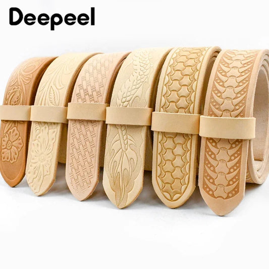 3.8cm*110/120cm Deepeel Embossed Belts First Layer Cowhide Waistband Genuine Leather Belt for Man DIY Handmade Accessories