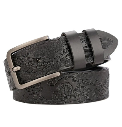 Men's carve pattern Genuine Leather Belt pin buckle waistband  Pure Cowhide  Jeans  Vintage  Punk Luxury Fashion High-grade belt