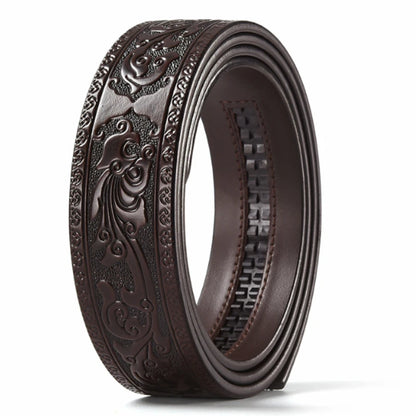 3.5cm Width Genuine Leather Luxury Automatic Buckle Belt Men Black Coffee Cowhide Belt High Quality Body Without Buckle Strap