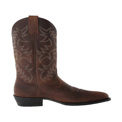 Embroidered Vintage Rider Boots Men's and Women's Wide Toe Cowboy Boots