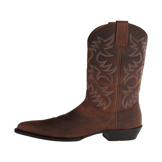 Embroidered Vintage Rider Boots Men's and Women's Wide Toe Cowboy Boots