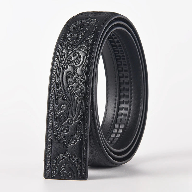 3.5cm Width Genuine Leather Luxury Automatic Buckle Belt Men Black Coffee Cowhide Belt High Quality Body Without Buckle Strap