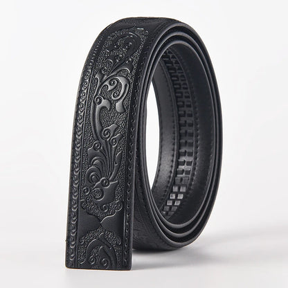 3.5cm Width Genuine Leather Luxury Automatic Buckle Belt Men Black Coffee Cowhide Belt High Quality Body Without Buckle Strap